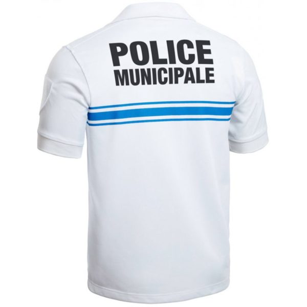 Polo Blanc Police Municipale polyester blanc Manche courte